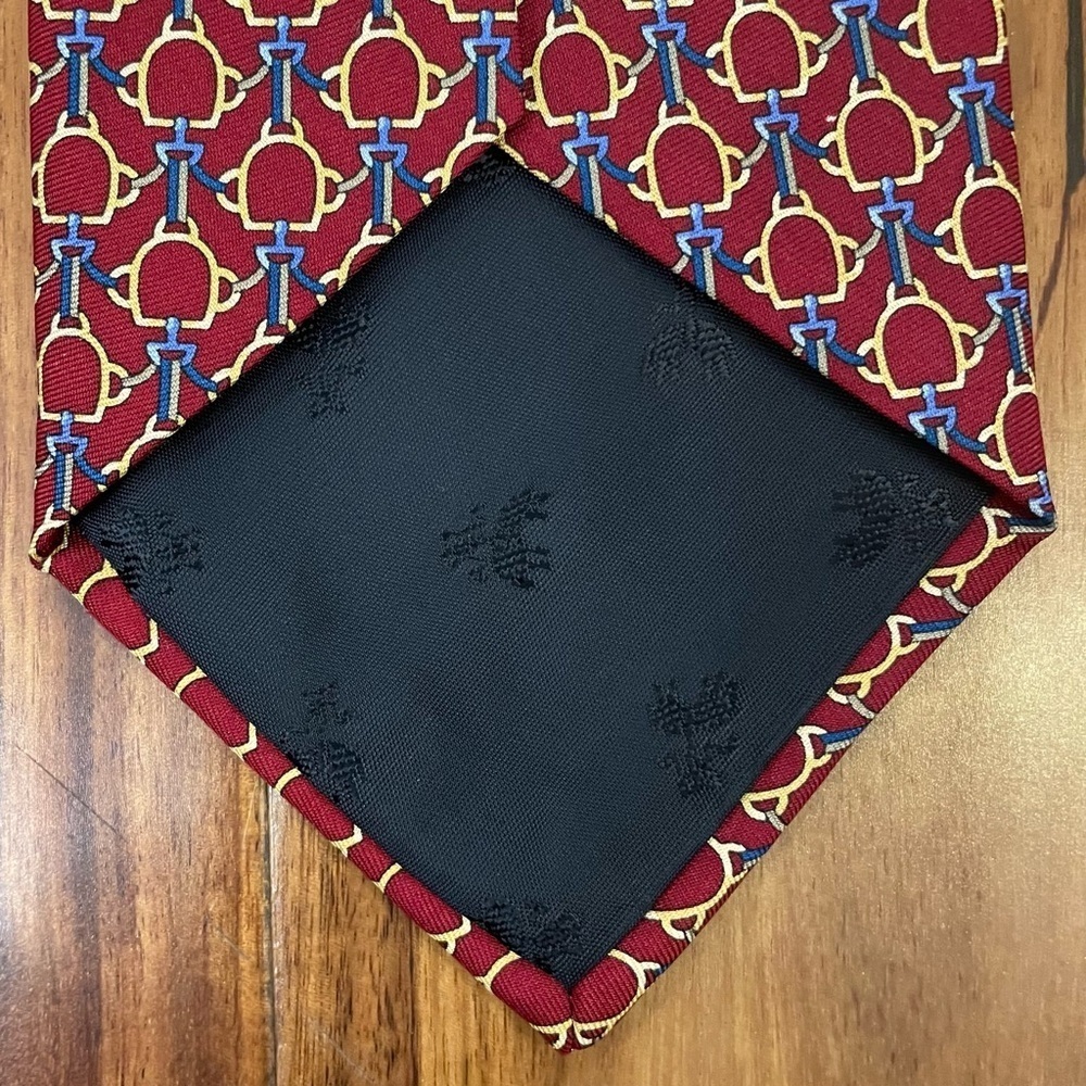 Brooks Basics Pure Silk Tie Red Geometric Print Woven Made in USA. - Picture 5 of 11